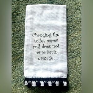 White Kitchen Towel with Humorous Text